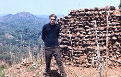 Remains of a stone-walled house at the deserted hilltop defensive site of Yagala, Sierra Leone (West Africa)