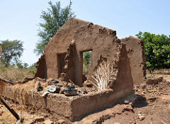 Remains of Edicas’ mud hut, Karonga, north Malawi