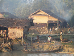 Village Life along Kaladan River - Boat from Mrauk U to Sittwe - Myanmar (Burma)
