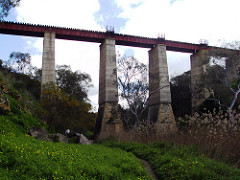 The stunning Currency Creek viaduct built in 1869 for the horse tramway from Goolwa to Strathalbyn then strengthened for the 5"3" rail line from Goolwa to Strathalbyn in 1883.