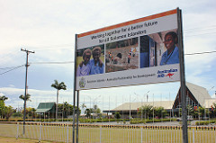 Australian aid billboard in Honiara, Solomon Islands, 2012. Photo: Yvonne Green / DFAT