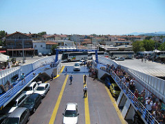 Buses waiting to board the Thassos ferry