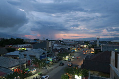 Dusk from our hotel roof in Palu.