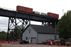 Work Train on Trestle - Lake Superior and Ishpeming Railroad at the Presque Isle Ore Dock, Marquette, MI