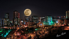 Moon and city
