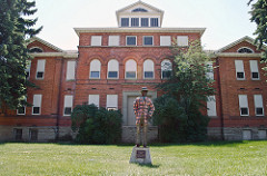 Gallatin County High School and Malcolm Story statue - Bozeman Montana - 2013-07-09