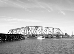Through Truss Swing Railroad Bridge over Old Brazos River, Freeport, Texas 010399NNBW1126091314BW