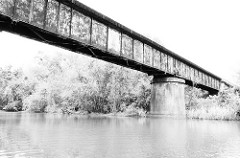 Swing Railroad Bridge over Chocolate Bayou, Liverpool, Texas 0326111248BW