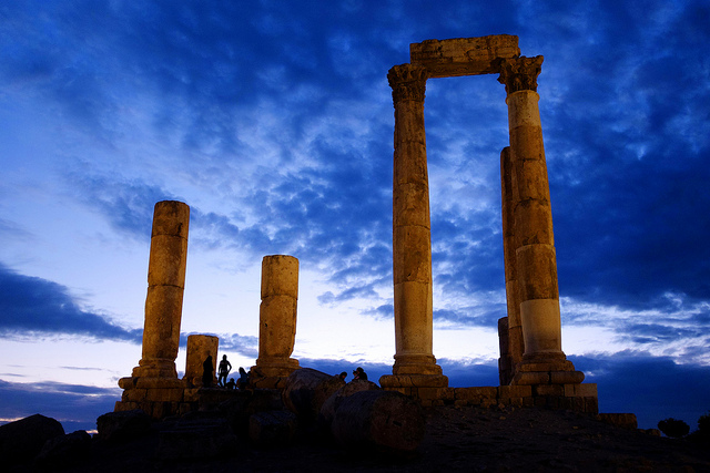 A Roman Temple Sunset View in Jabal Al-Qalaa
