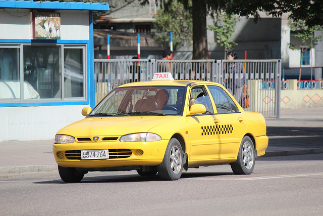 Yellow Cab in Pyongyang North Korea