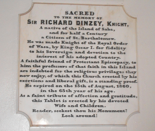 Gustavia - Richard Dinzey Memorial in Anglican Church