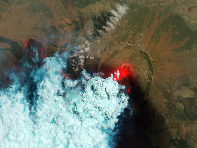 Detailed View of Erupting Nabro Volcano