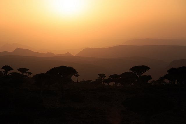 Sunset on Firmhin Plateau, Socotra, Yemen
