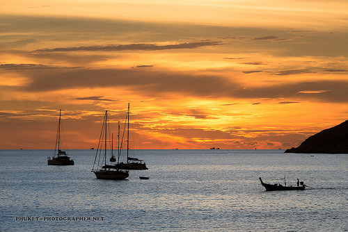 Sunset at yacht , Thailand-Malaysia