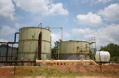 Oil/water storage tanks, Conroe oil field