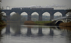 Two Black Fives Crossing Dutton Viaduct