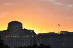 The summer sunset view from Waterloo Bridge