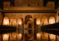 Nasride Palace - La Alhambra de Granada Spain Andalousia - Picture Image Photography - By night reflections