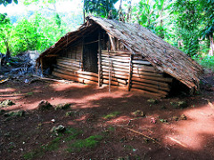 A traditional food hut for storing yam, taro and other food crops.