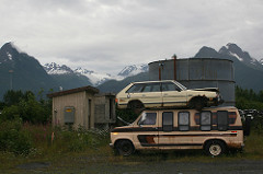 Car statue(?) in Valdez